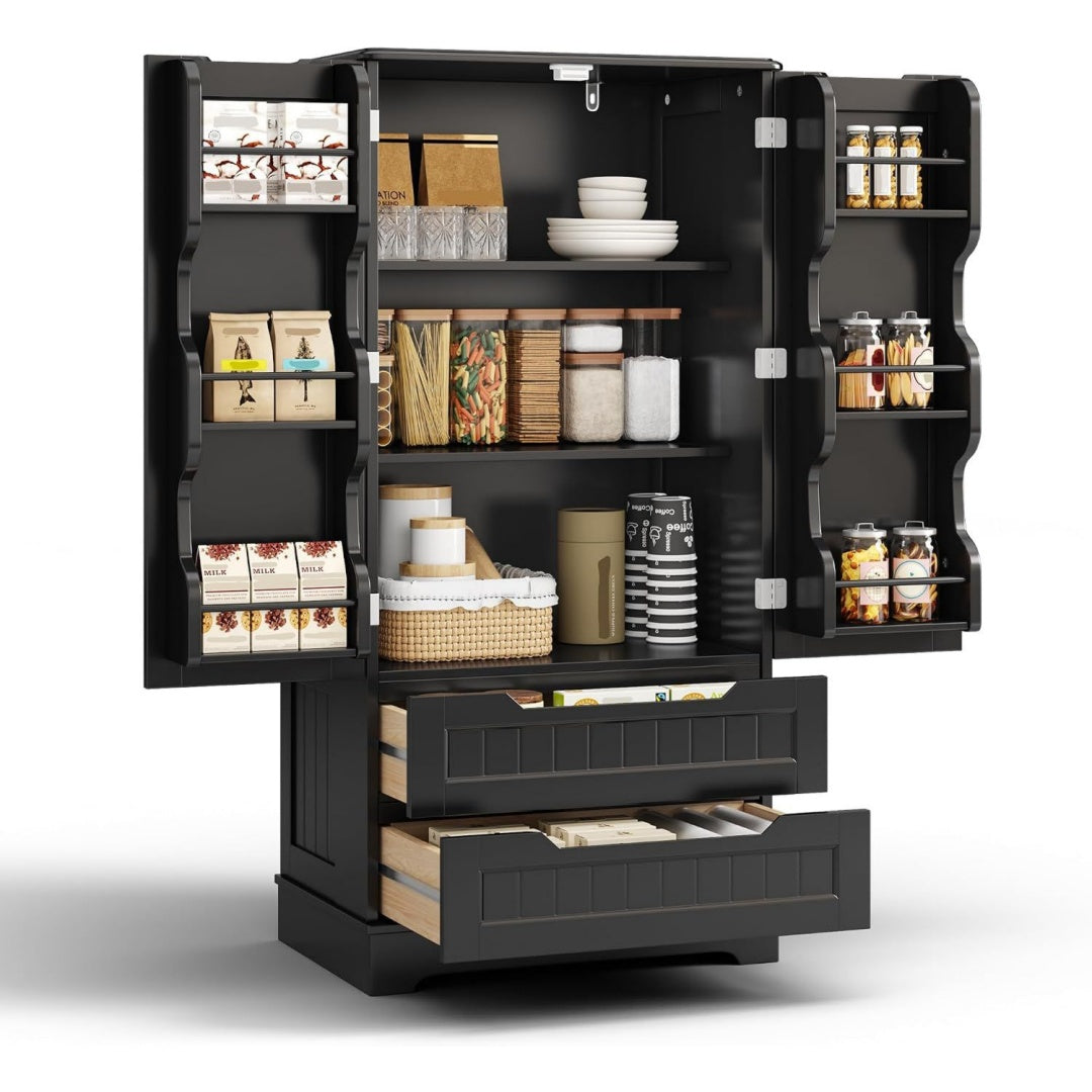 Armadio Blishom Credenza Armadio Sideboard Cucina con 2 Doppie Porte e 2 Cassetti