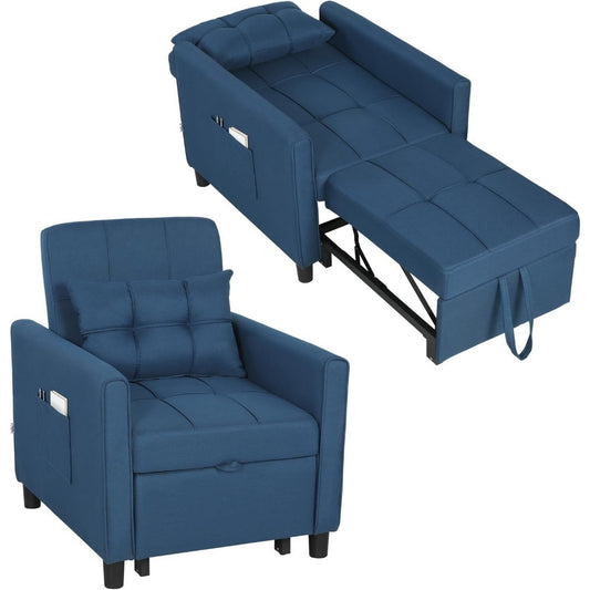 Poltrona con ruote blu
