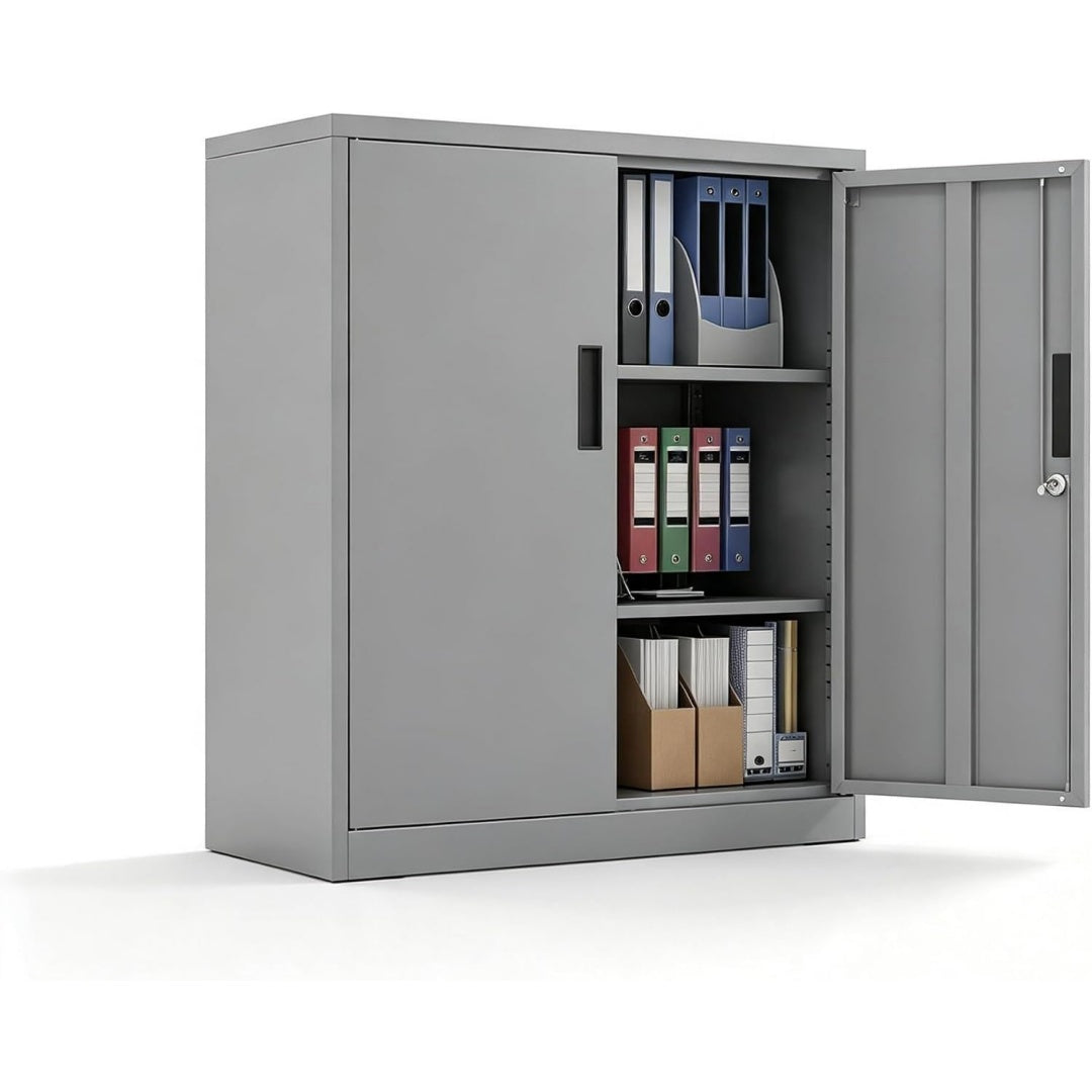 Armadio Armadio Metallico con 2 Porte Chiudibili a Chiave (Grigio)
